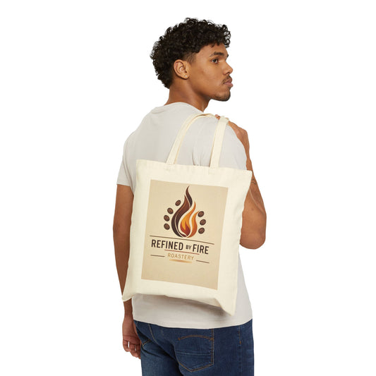 Refined by Fire Roastery Tote Bag | Eco-Friendly Cotton Shopping Bag, Coffee Lover Gift, Reusable Grocery Bag, Stylish Everyday Tote